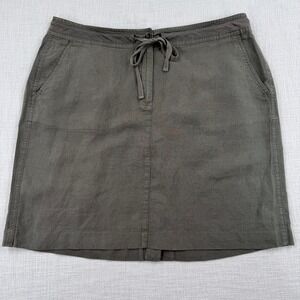 Y2K Vintage Talbots Pure Irish Linen Skirt‎ Olive Gray Utility Drawstring Sz 16